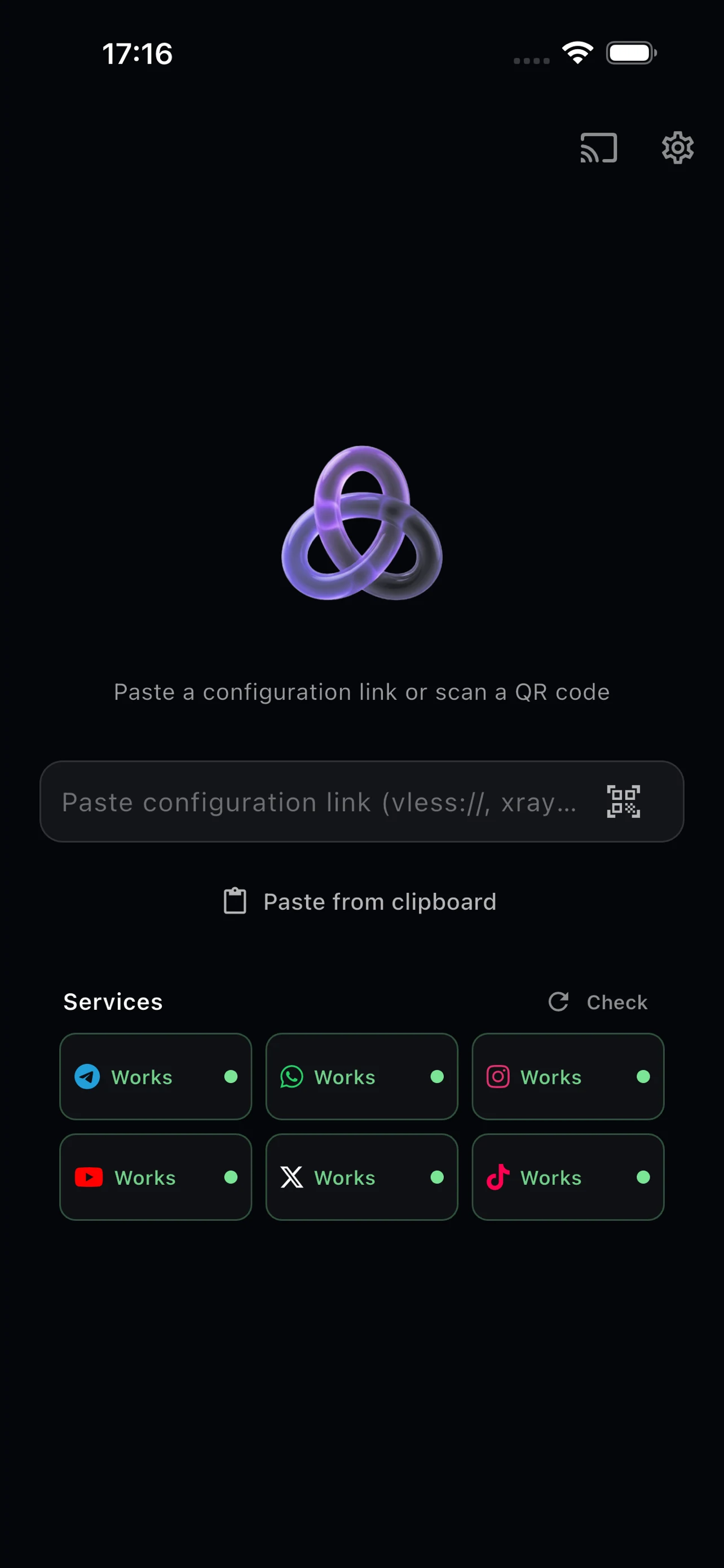 Wisp — Import a config by link or QR